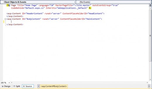 Figure 3 - Default.aspx with content code removed.