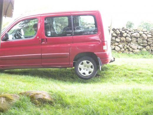 As we were leaving a man drove up... I was amused that his parking reflected the exuberance and excitement that Gary and I felt when we drove up and explored Long Meg and her daughters.