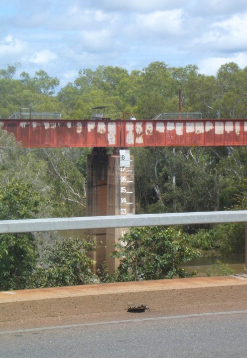 The flood gauge on the old railway bridge became a place of pilgrimage - an indicator of how close we were to disaster.