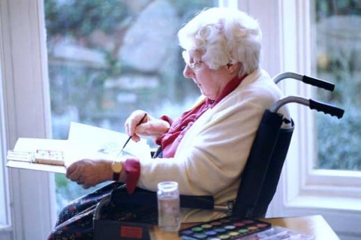 The elderly can paint or read to pass time