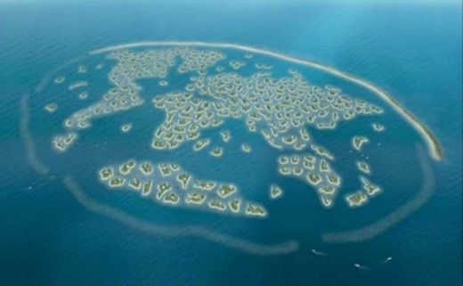 Grandness of the World - Recreated by Mankind in the UAE - aerial view of the reclaimed ocean