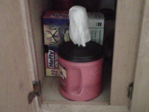 Place the container where ever it is reachable at the time of need