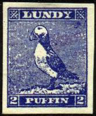 Postage stamp from Lundy, depicting a puffin