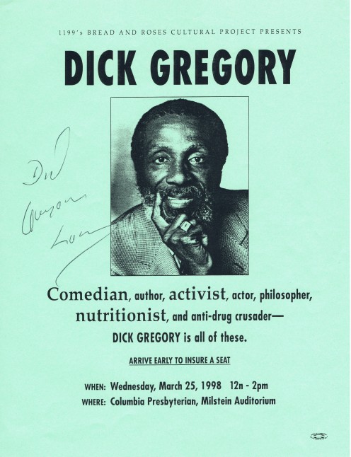 I'll never forget this appearance of longtime comedian and activist Dick Gregory. While laughing so hard when videotaping his two performances, I had to let go of the tripod handle several times in order to avoid shaking the camera image. 