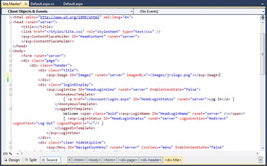 Figure 5 - Website with logo properly placed in the Site.master file