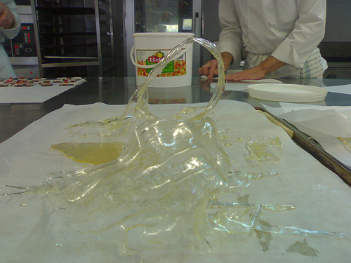 Isomalt is used in many different applications in the pastry shop. Image courtesy Flickr through a creative commons license.