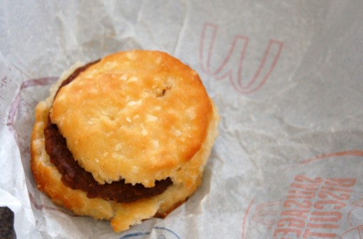 Let's start this day off with an unhealthy sausage biscuit from Mickey D's.