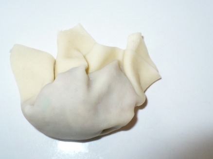 Crimp the edges so the filling is sealed. You can make it fancy or you can just scrunch it up.