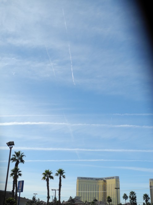 Mandalay Bay Resort covered with Chemtrails, Chem Clouds, and Fall Out.