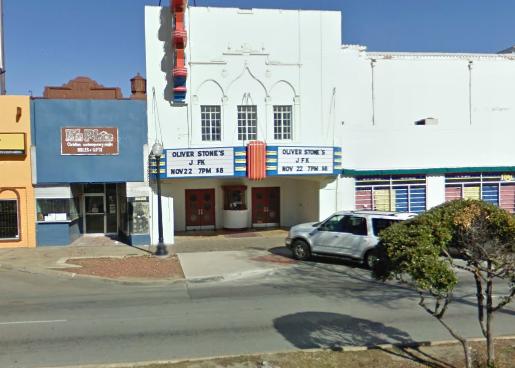 This is the Texas Theatre where Oswald was apprehended. It's appearance has changed since 1963 as it has been remodeled more than once. Ironically, the movie playing is Oliver Stone's JFK