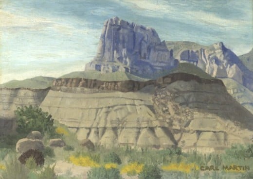 "Guadelupe Peak," 9x12", 1968. Oil on canvasboard. Copyright Carl Martin.