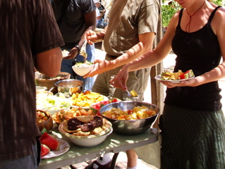 Potlucks are a great way to eat healthy food in a friendly setting.