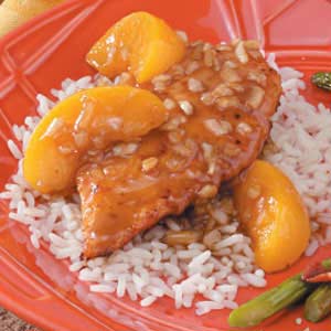Peachy Chicken from stove to plate in just about a half an hour!