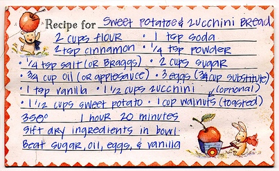 Vintage recipe card for quick bread