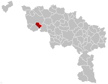 Map location of Antoing, in Hainaut province, Belgium