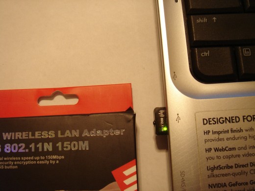 A mini wireless USB 802.11 N  150M can be used for higher speed when the built-in wireless is not working.