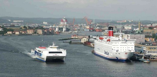 The Goeta River and Gothenburg's port, seen from the Aelvsborg bridge
