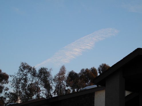 Feathered Chemtrail Dispersing above a very well known housing community in the San Diego area.