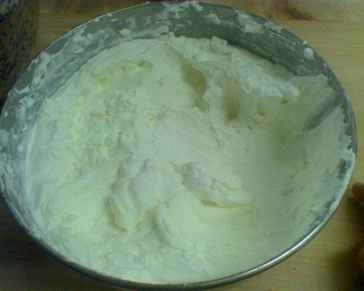 Big bowl of whipped cream for an extra light and creamy dessert