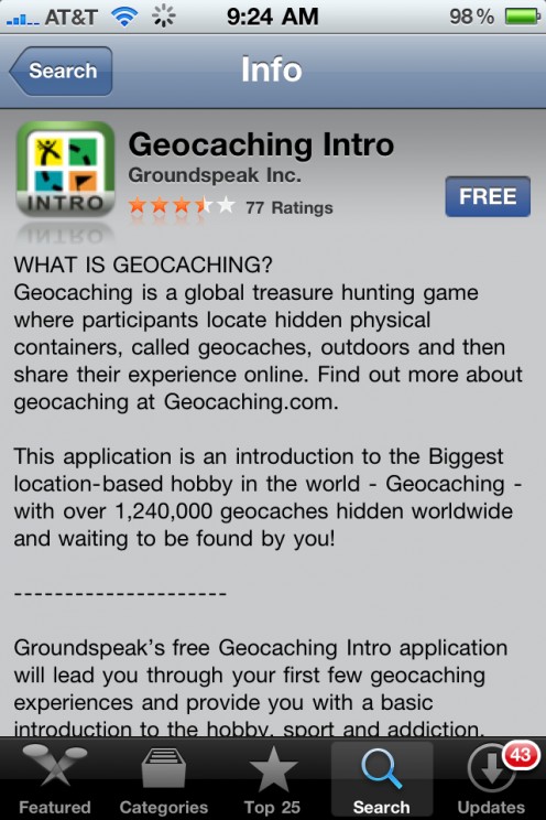 GeoCaching Free Iphone App