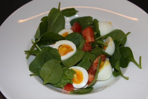 Doesn't look too bad! Baby spinach, egg and tomato