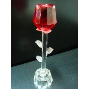 Hot Valentine Special Party Gift Gifts 3 LED Lights Red Rose with Stand Glass Crystal Figurine