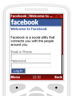 Facebook in Opera Mini mobile web browser.