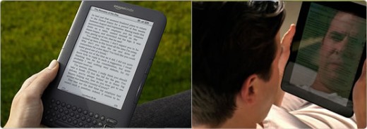 Reading from the new Kindle is different from reading from a normal LCD screen. The pictures shows the difference. LCD has backlight if read in the sunlight, Kindle has none Reading from the new Kindle is different from reading from a normal LCD screen. The pictures shows the difference. LCD has backlight if read in the sunlight, Kindle has none