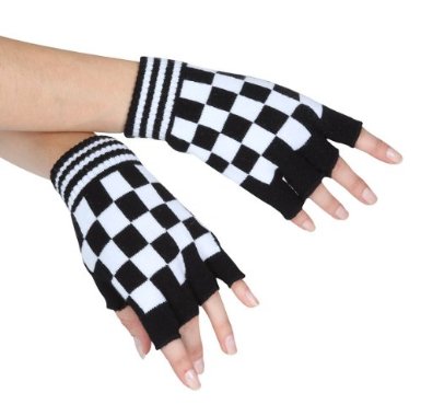 Checkerboard Fingerless Gloves at Amazon