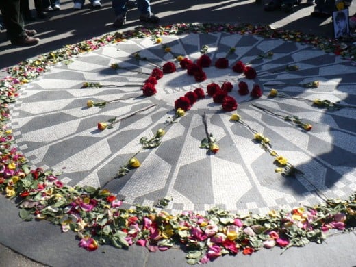 John Lennon memorial "Imagine" mural, Strawberry Fields, Central Park, Manhattan, NYC