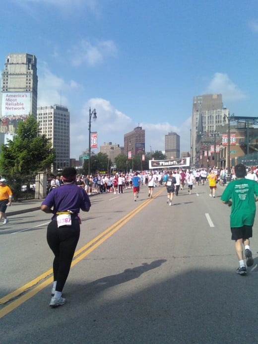 Finish line in sight at the Susan Koman Race for the Cure held in Detroit