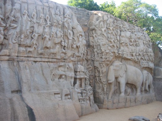 The creation of the world sculpture at Mamalapuram.