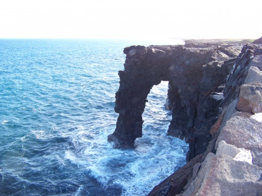 Natural bridge, very majestic. The waters below were frightening roaring and beating against the rocks. 