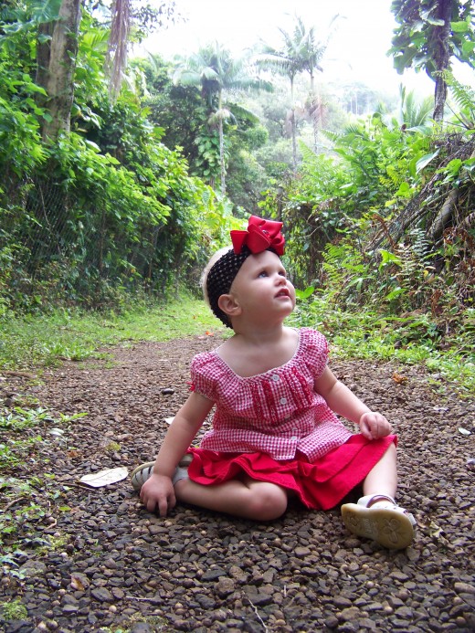 My baby Aleana in the rain forest hike.