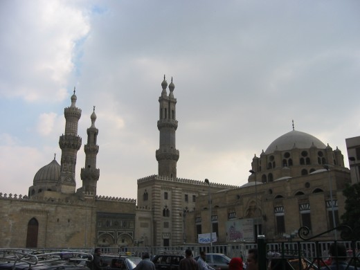 Islamic neighbourhood of Cairo from street cafe.