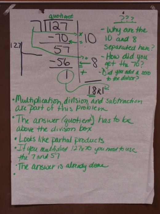 Here is an example of recording our thinking as explore a division problem.