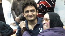 Wael Ghonim met Khaled Said's mother in Tahrir Square on February 8, 2011