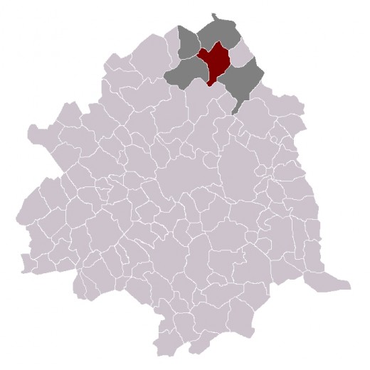 Map location of Roncq, in Lille 'arrondissement'