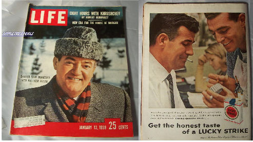 Old Vintage LIFE Magazines - January 12, 1959 - Khrushchev, Humphrey, Castro and old vintage ads