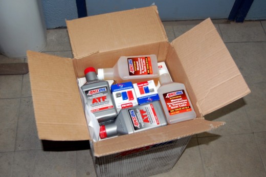 My box of Amsoil goodies came into day! I shouldn't be this excited about flushing transmissions and changing oil lol