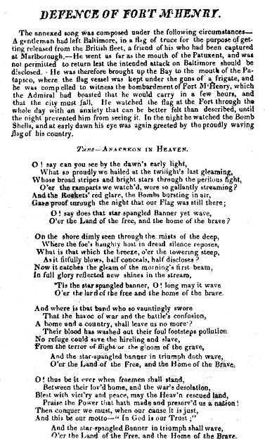 It wasn't even called "The Star Spangled Banner" at first
