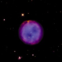 M97, or The Owl Nebula is located in the constellation of the Big Dipper . A small telescope reveals a ghostly white circular image which resembles an owls face.