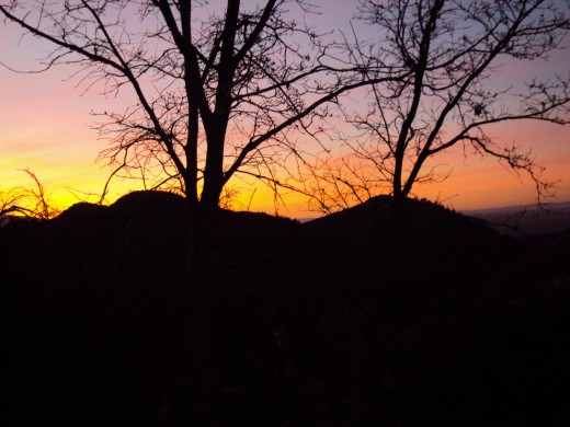 Oak trees and mountains create many interesting silhouettes.
