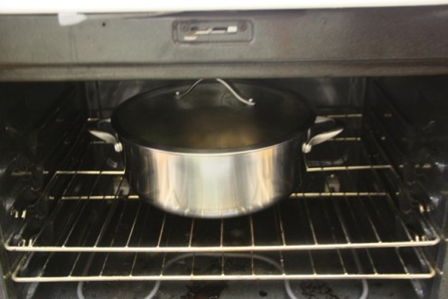 Dutch oven and lid both can go straight into the oven.