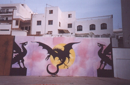 Reptilian mural in Icod de los Vinos the City of the Dragon Tree. Photo by Steve Andrews
