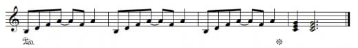 Diminished-minor (half-diminished) seventh chord, resolving.  Original example.