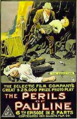 Poster for "Perils of Pauline" (1914.)  Courtesy Wikimedia Commons. 