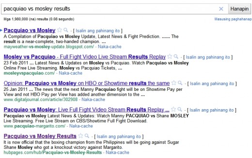 Search results for keywords "Pacquiao vs Mosley Results"