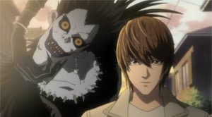 Light and Ryuk go to the grocer for some apples.