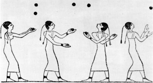 Drawing of Egyptians juggling